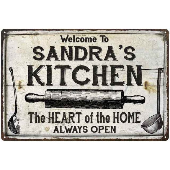 SANDRA'S Kitchen Farmhouse Sign Gift 8x12 Metal 108120033019