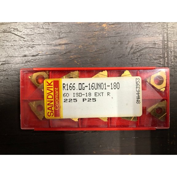 SANDVIK R166.0G-16UN01-180 THREADING CARBIDE INSERTS GRADE: 225 10 pcs