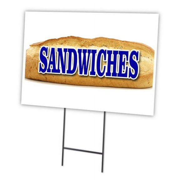 SANDWICHES 18"x24" Yard Sign & Stake | Advertise Your Business | Stake Included Image On Front Only | Made in The USA