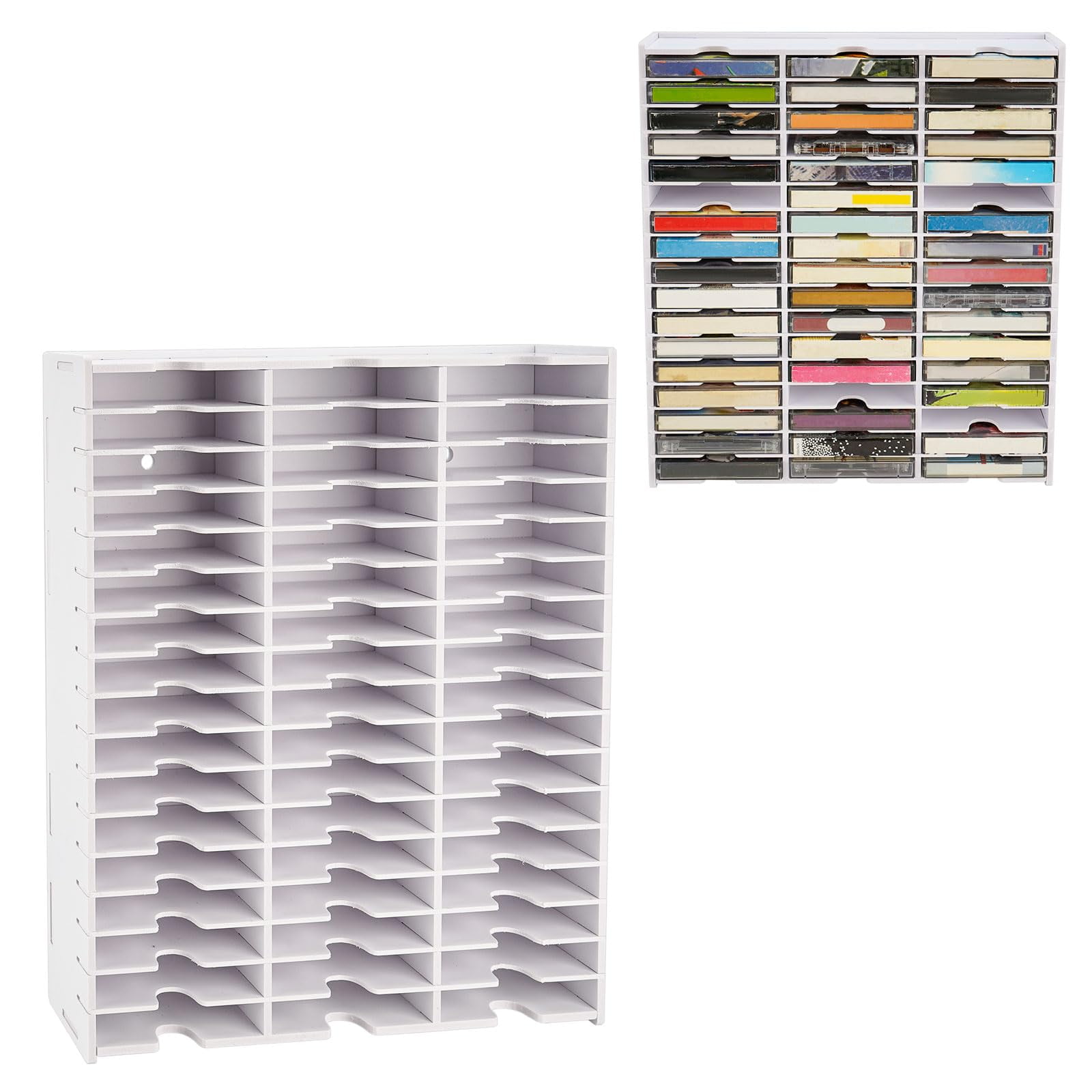 SANFURNEY 51-Slot Cassette Tape Storage, Desktop Rack Audio Tape ...