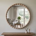 thumbnail image 1 of SANGNI 30" Round Solid Wood Wall Mirror with Carved Beaded Frame for Vanity, Entryway & Living Room, 1 of 9