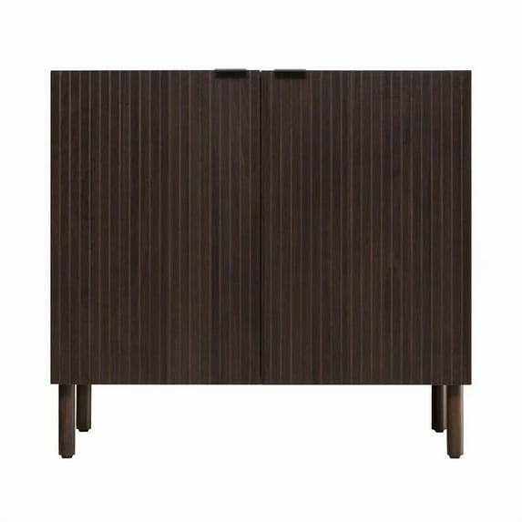 Sango Merk Walnut 2-Door Accent Cabinet with Shelves and Decorative Panels