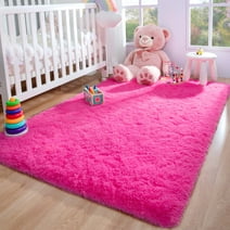SANGOLD 4'x6' Soft Rug Indoor Modern Fluffy Area Rugs for Kis Room Bedroom Carpet Home Decor Pink
