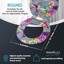 SANILO Wooden Toilet Seat with Soft Close [ROUND] - Decorative, Quiet & Slow Close Molded Wood Seat - With Strong Bumpers & Hinges - Adjustable Fit – Hummingbird