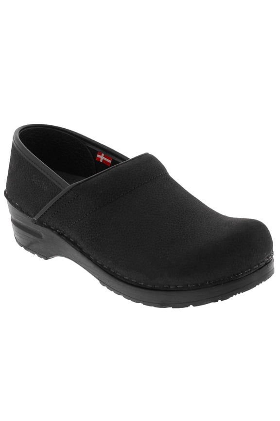 Women\\\'s PROFESSIONAL Oiled Leather Clogs-38 / Black / Wide