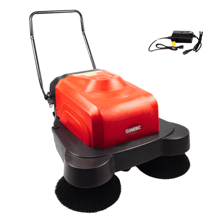 SANITMAX Battery Powered Walk-Behind Floor Sweeper Machine with Water Sprinklers, Triple Brushes, SM1050B