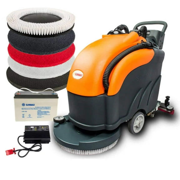 SANITMAX RT50 22" Walk-behind Commercial Floor Scrubber Dryer Machine, 30,000 sqft/h Cleaning Efficiency, 14.5-Gal Sewage Tank