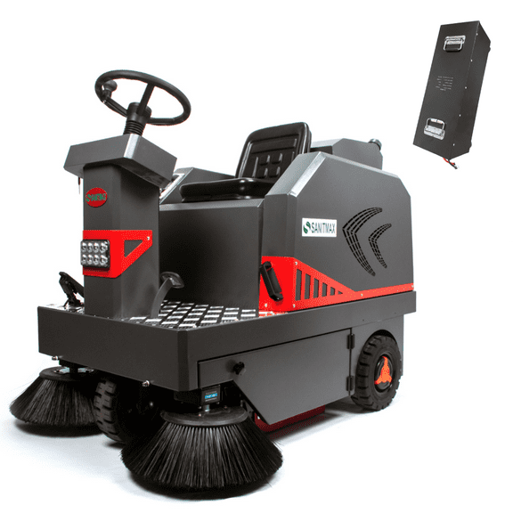 SANITMAX SM1250+ Ride-on Industrial Floor Sweeper, 69000 Sqft/h, 3.5 Hr Fast Charging Lithium Battery