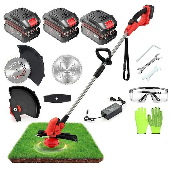 SANJIAN Electric Weed Eater, Grass Trimmer, Edger Lawn Tool 8in Cutter 3 Batteries