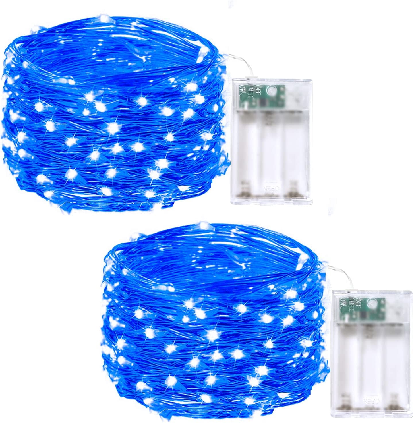 SANJICHA 2 Pack Fairy Lights Battery Operated 16FT 50 LED Copper Wire ...