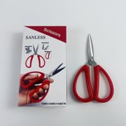 SANLESS Scissors,Multi-Purpose Perfect for Cutting Stainless Steel Sharp Scissors with Red Handle for Home Use Arts Crafts