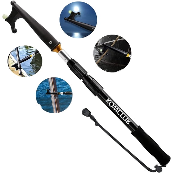 KOMCLUB Boat Hooks For Docking Boat Hooks Adjustable Boat Hook Pole 3 Sections with Luminous Beads Rubber Grip 1.2m Hook Boat Pole