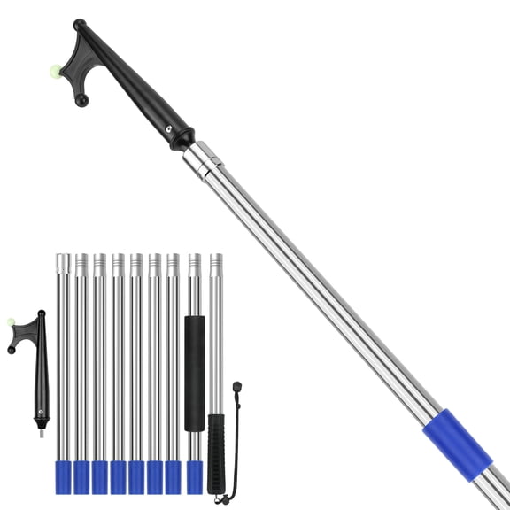 SANLIKE Boat Hooks for Docking 12FT Extension Pole Hook 9-Sections Adjustable Boat Pole Marine Dock Stick Pontoon Boat Hook Pole