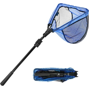 SAN LIKE Rubber Coated Mesh Foldable 19.7" x 20.9" Hoop Fishing Landing Net, 98.4
