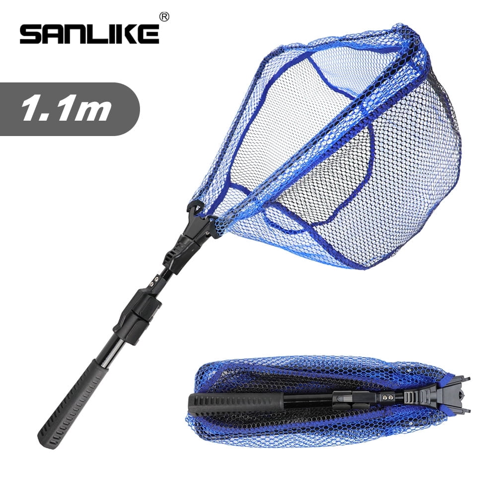 compact folding fishing net DAIWA Wood Handle fishing in a stream or while fishing from a canoe or kayak SANLIKE Folding Fishing Landing Net