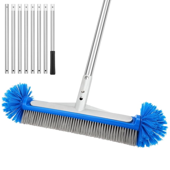 KOMCLUB Pool Brush with Round Ends with EZ Clip for Cleaning Pool Walls, Steps, Inground/Above Ground Swimming Pool 10FT Pole 318CM