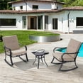thumbnail image 1 of SANLUCE UN-KF-A17M 3-Piece Metal Frame Outdoor Bistro Set 2 Rocking Chairs with Sand Cushions and Tempered Glass Side Table, 1 of 1