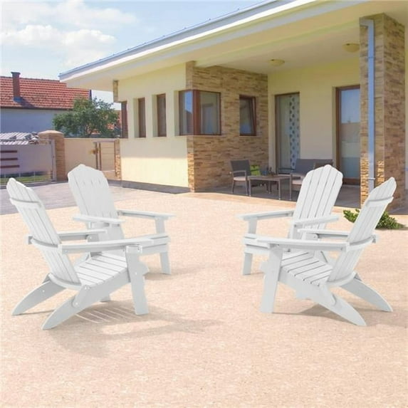 SANLUCE UN-QW-104-WT-2 White Outdoor Plastic Folding Adirondack Chair Patio Fire Pit Chair for Outside (2-Pack)