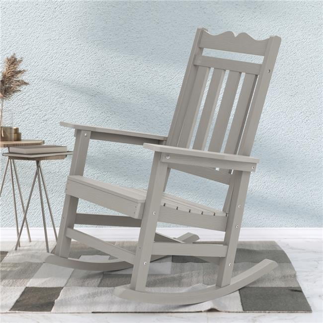 SANLUCE UN-RC-67-LY Light Gray Plastic Adirondack Rocking Chair with ...