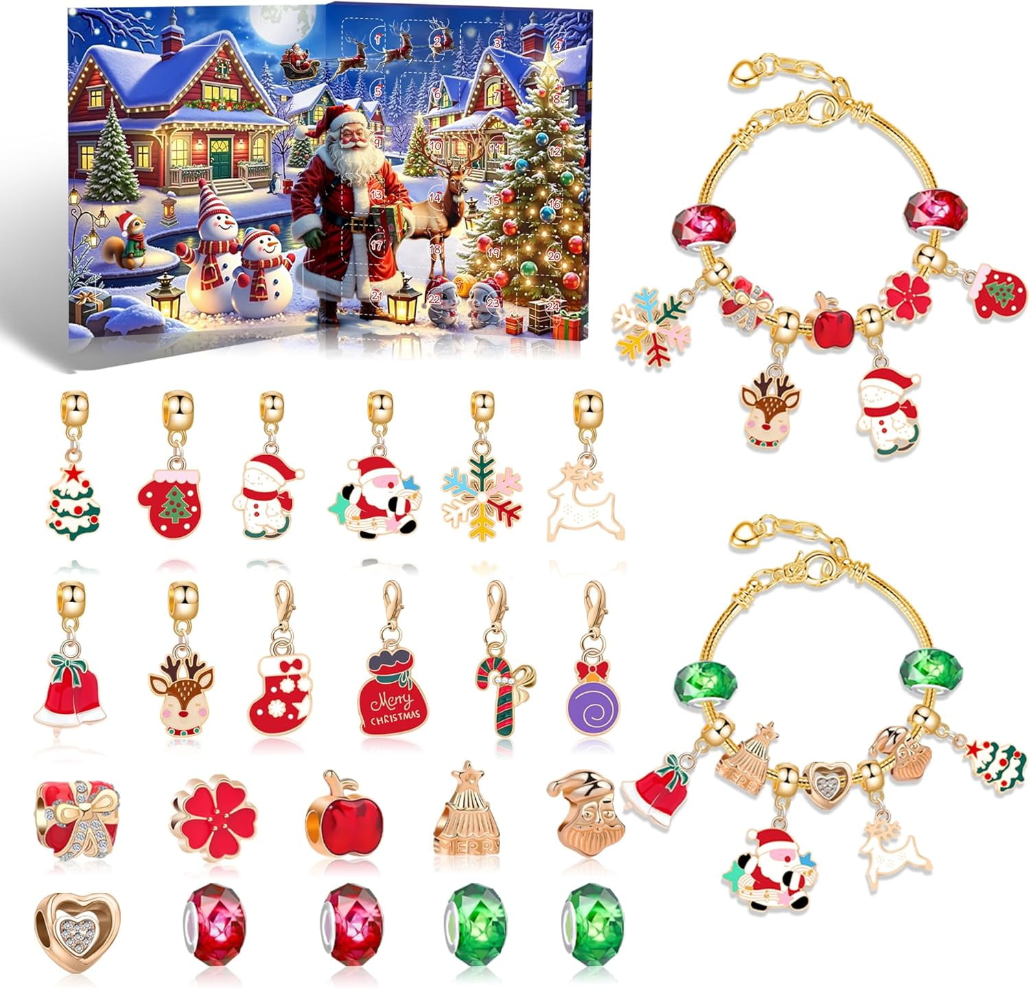 SANMADROLA Christmas Advent Calendar Bracelets 2025 for Girls 24 Days