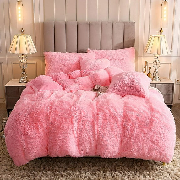 SANMADROLA 3 Piece Winter Pink Solid Print Bed in a Bag, King