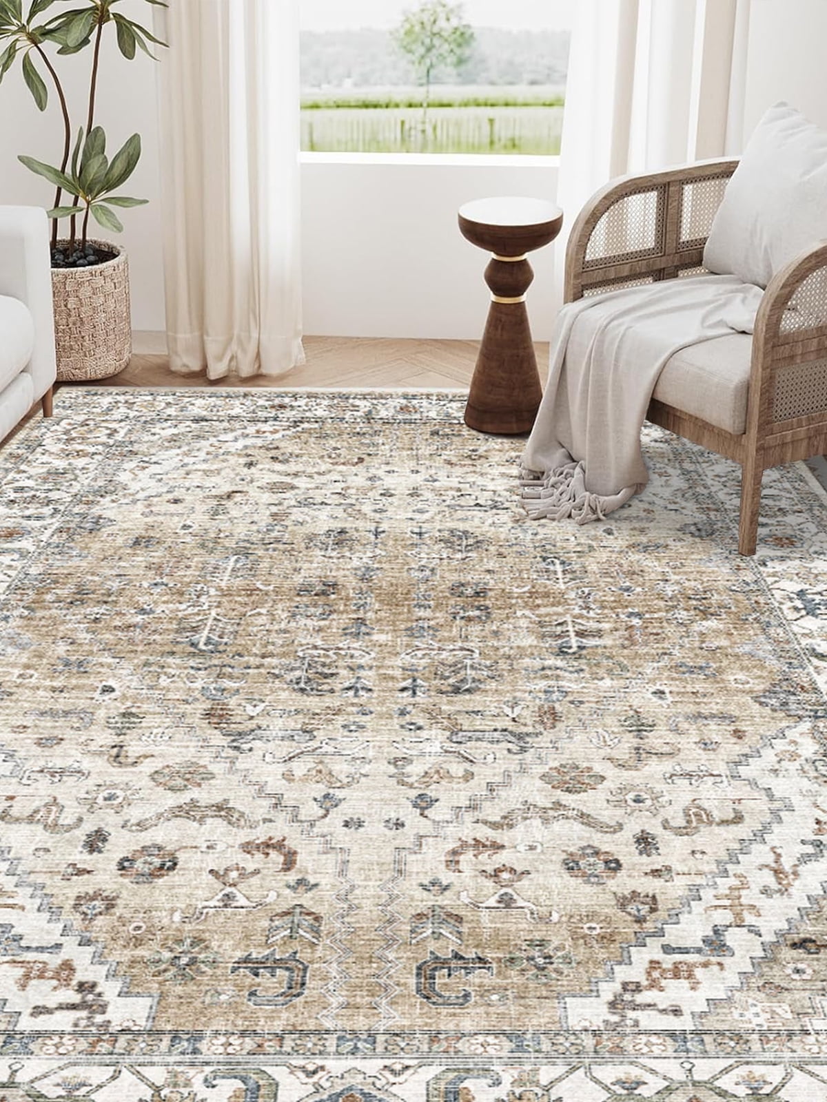 SANMADROLA 5X7 Area Rugs for Living Room Modern Abstract Blue Machine