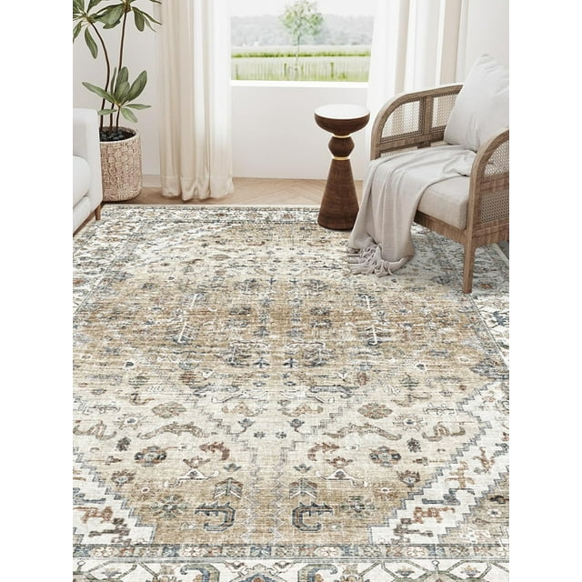 SANMADROLA 5X7 Area Rugs for Living Room Modern Abstract Blue Machine