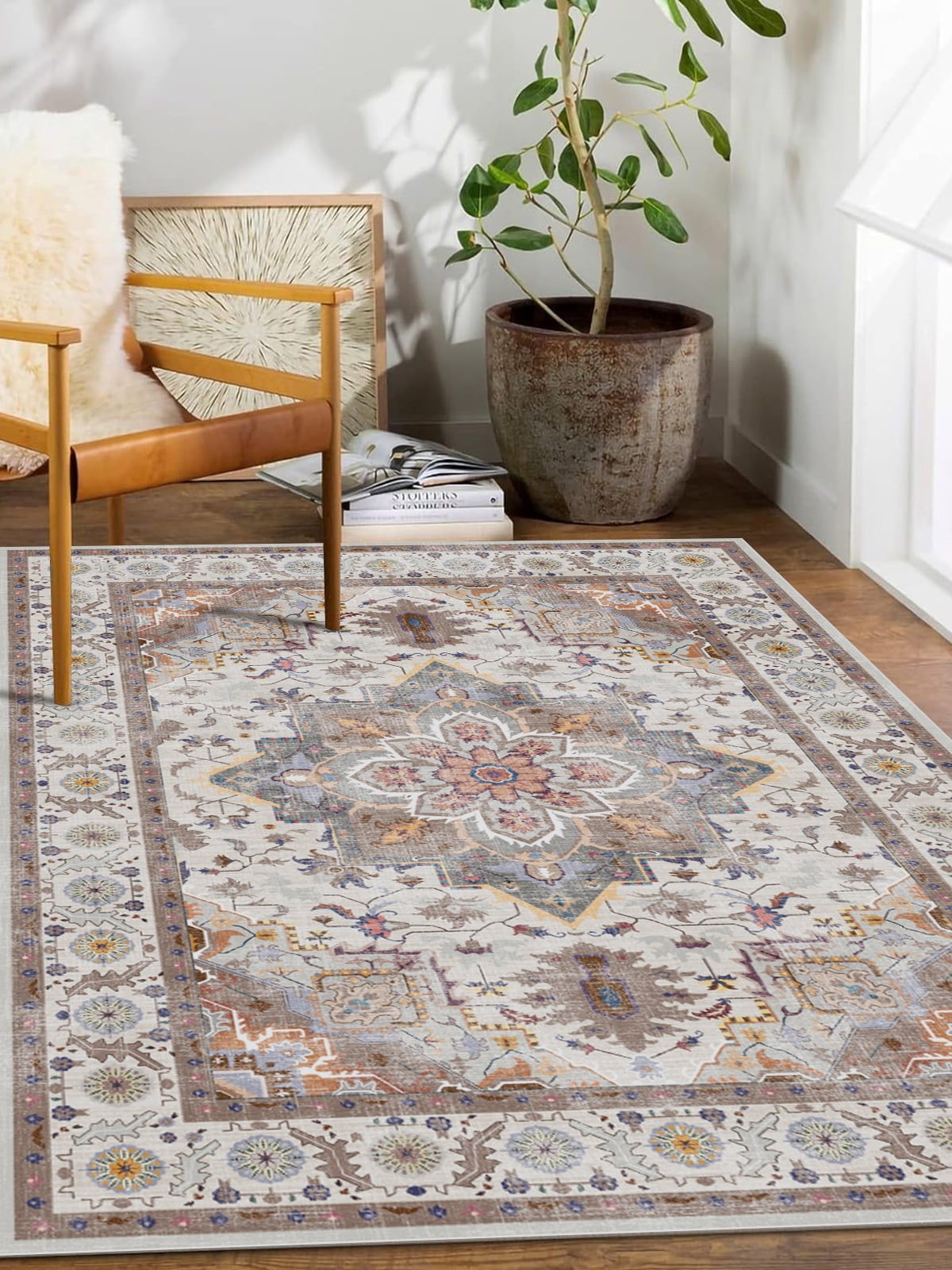 SANMADROLA 9X12 Area Rugs for Living Room Modern Abstract Blue Machine