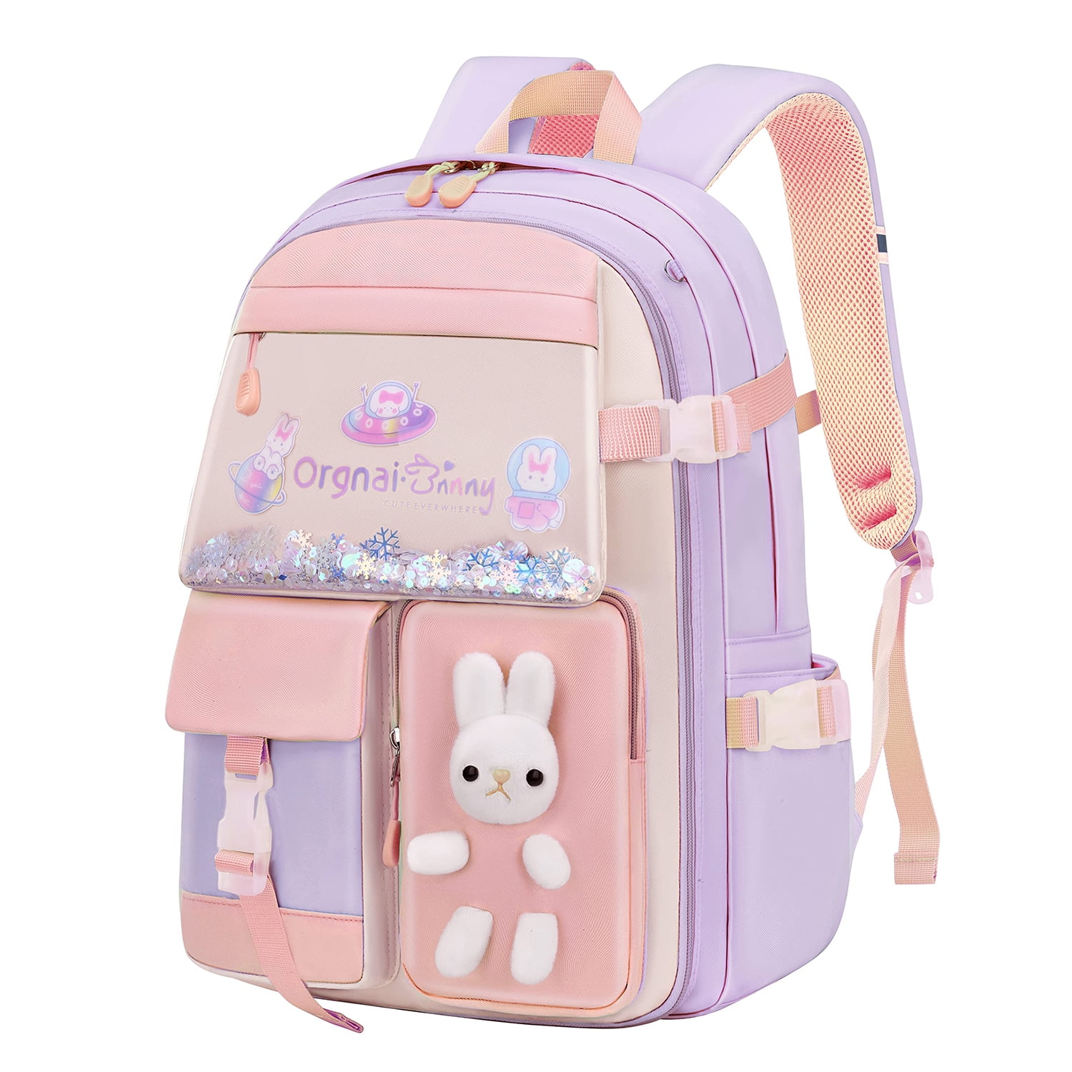 SANMADROLA Backpacks Bunny School Backpack Cute Backpack Laptop Bag School Bookbag, Pruple