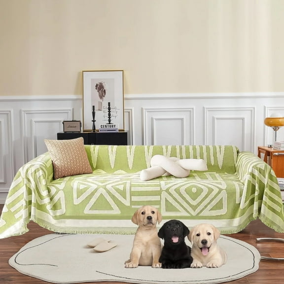 SANMADROLA Boho Sofa Cover Dog Couch Cover for Sectional Sofa Set Reversible Couch Protector for 3 Cushion Couch L Shape Sofa Covers Chenille Throw Couch CoverDog Cat Kids Sofa Cover -71" X 134"
