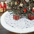thumbnail image 1 of SANMADROLA Christmas Tree Skirt,30 inch Red Merry Christmas Tree Skirt with Gold Snowflake Faux Fur Christmas Decorations,Xmas Tree Base Mat for Indoor Outdoor Holiday New Year Party Home Decorations, 1 of 7
