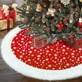 thumbnail image 1 of SANMADROLA Christmas Tree Skirt,36 inch Red Merry Christmas Tree Skirt with Gold Snowflake Faux Fur Christmas Decorations,Xmas Tree Base Mat for Indoor Outdoor Holiday New Year Party Home Decorations, 1 of 7