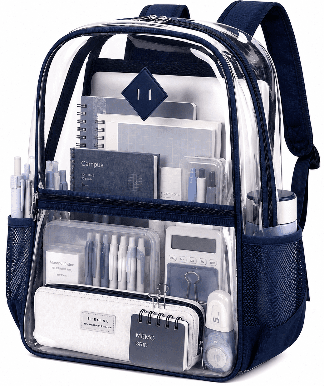 SANMADROLA Clear Backpack Heavy Duty, PVC See Through Book Bag for ...