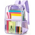 thumbnail image 1 of SANMADROLA Clear Backpack Heavy Duty, PVC See Through Book Bag for School Stadium Approved Transparent Backpack, Purple, 1 of 8