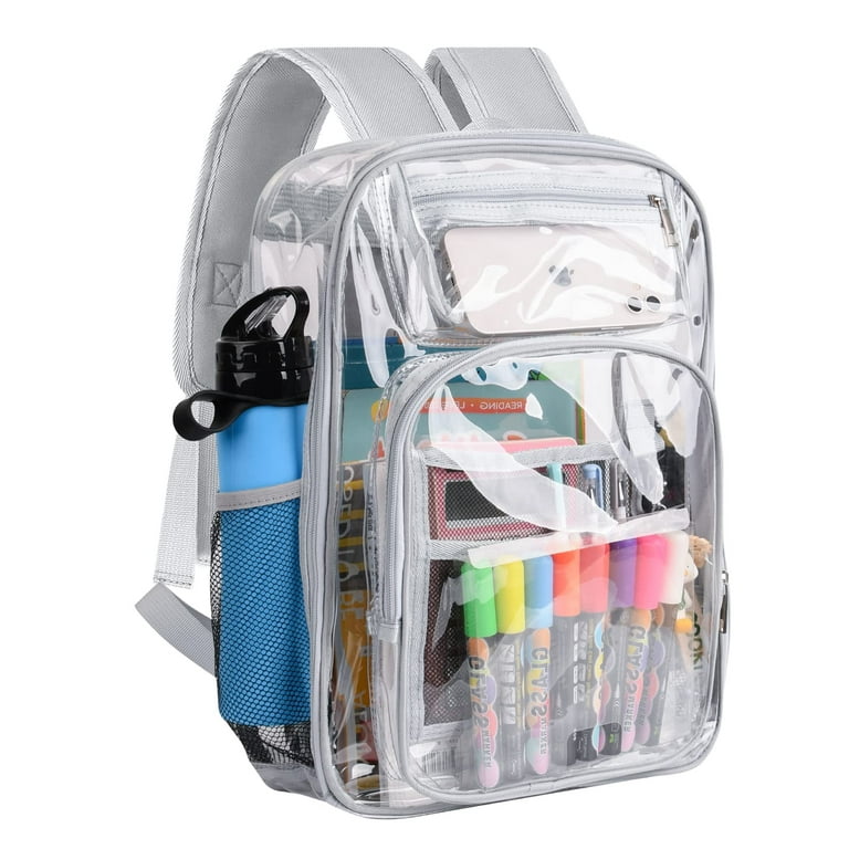 Dnzzs Clear Backpack, Heavy Duty PVC Transparent Backpack Stadium Approved with Reinforced Strap School Bookbag for School, Workplace, Stadium, Travel