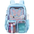 thumbnail image 1 of SANMADROLA Clear Backpack Heavy Duty Transparent Bookbag Teen Girlish Cute Bag Large Capacity See Through Backpacks Stadium Approved Daypack for Middle School College Sport/Travel, Blue Butterfly, 1 of 8