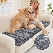 SANMADROLA Waterproof Couch Cover for Dogs Washable, Non-Slip Fuzzy Loveseat Slipcovers, Thick Soft Dog Bed Mat for 2 Cushion Sofa Pet Friendly Furniture Protector, Dark Gray, 28" x 83"