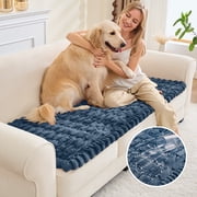 SANMADROLA Waterproof Couch Cover for Dogs Washable, Non-Slip Fuzzy Loveseat Slipcovers, Thick Soft Dog Bed Mat for 2 Cushion Sofa Pet Friendly Furniture Protector, Blue, 28" x 59"