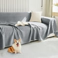 thumbnail image 1 of SANMADROLA Sofa Cover Chenille Couch Covers, Corduroy Jacquard Non Slip Couch Sofa Cover, Love Seat Couch Covers for 2 Cushion Couch, Furniture Protector for Dogs, Pets, 71"x118", Dark Gray, 1 of 6