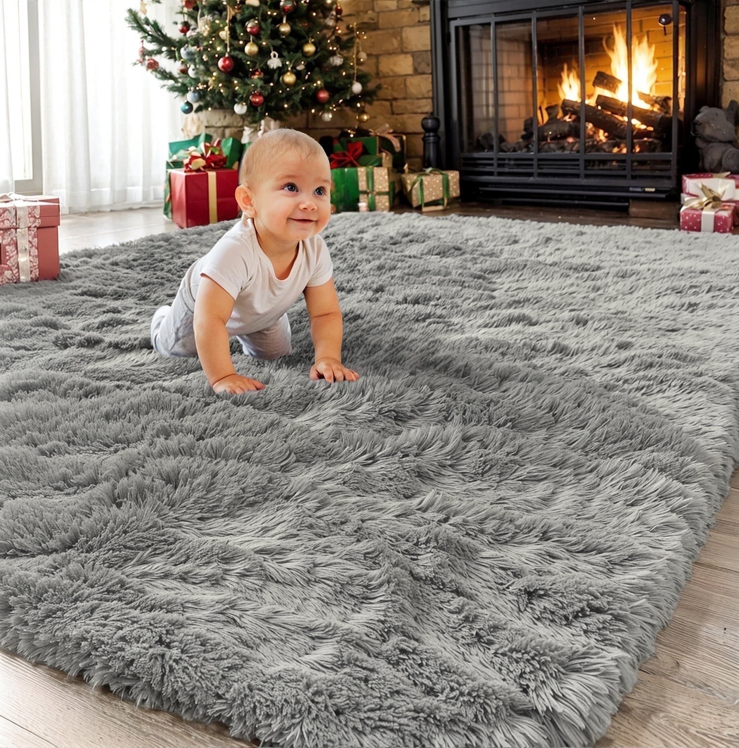 SANMADROLA Area Rug for Bedroom,6.5'X7.5',Fluffy Shag Rug for