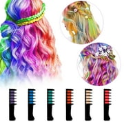 DAKIMOE Hair Chalk Comb Temporary Bright Hair Color Dye for Girls Kids, Washable Hair Chalk for Kids-Girls Toys Birthday Christmas Gifts for 6 7 8 9 10 11 12 Year Old Girl （6 Colors)