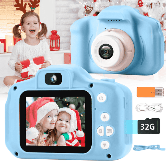 PayUSD Kids Camera for Boys Girls, Christmas Birthday Gift for Age 3-10, 1080HD Digital Video Cameras for Toddler, Portable Toy for 3 4 5 6 7 8 9 Year Old with 32GB SD Card - Blue