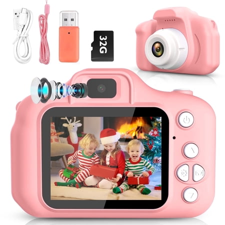 Sanmadrola Kids Camera Selfie Camera for Kids Christmas Birthday Festival Gifts for Girls Age 3-9 HD Digital Video Cameras for Toddler Portable Toys for 3-8 Year Old Girl with 32GB SD Card, Pink