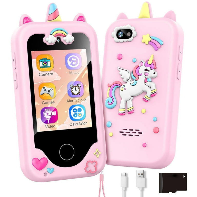 PayUSD Kids Smart Phone for Girls Toys, Christmas Birthday Gifts for 3-10 Year Old Girl Boy Kids Toys Cell Phone, Touchscreen Toddler Learning Cell Toy Phone with Dual Camera, Game, Music Playe