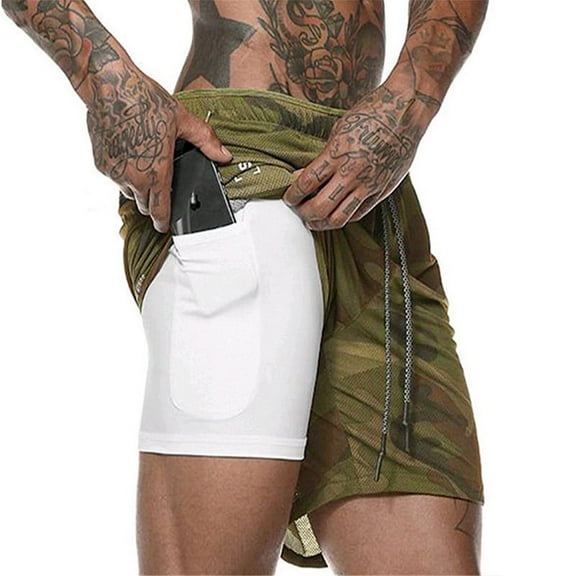 SANMADROLA Men's Swim Trunks with Mesh Lining Quick Dry Beach Shorts Sports Shorts Bathing Suit Boardshorts Swimwear, Camouflage Green, L
