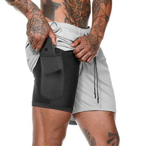 SANMADROLA Men's Swim Trunks with Mesh Lining Quick Dry Beach Shorts Sports Shorts Bathing Suit Boardshorts Swimwear, Light Gray, L
