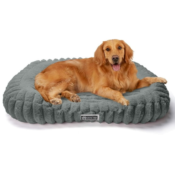 SANMADROLA Cute Dog Beds for Extra Large Dogs, XL Pet Bed, Non-Slip and Egg-Crate Foam Furry Bolster Big Dog Couch Sofa with Washable Removable Cover, 43.3" x 31.5" x 5.5", Dark Grey