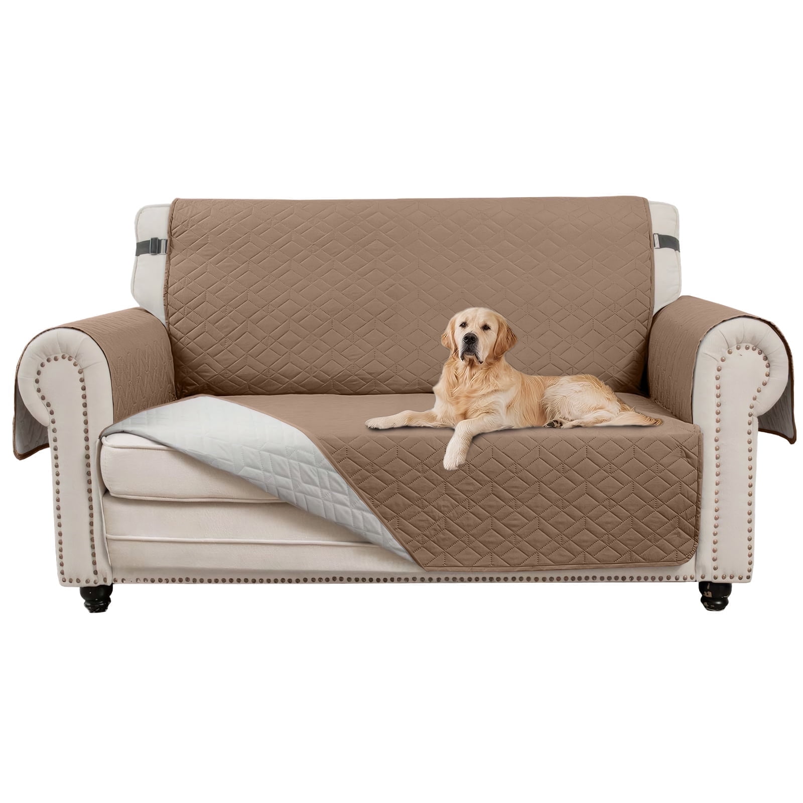 SANMADROLA Reversible Loveseat Covers for 2 Cushion Couch Sofa Cover ...
