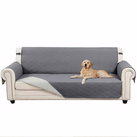 SANMADROLA Reversible Oversized Sofa Cover Couch Cover for 3 Cushion Couch Sofa Water Resistant Couch Cover Furniture Protector with Elastic Straps for Kids, Dogs, Pets (78" Oversized Sofa, Gray)