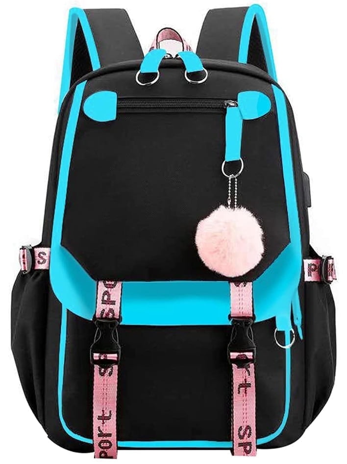SANMADROLA Cute Top Book Bags, Durable Kids School Backpack 21L, USB Charge Port, Heavy Duty Girls Bookbag